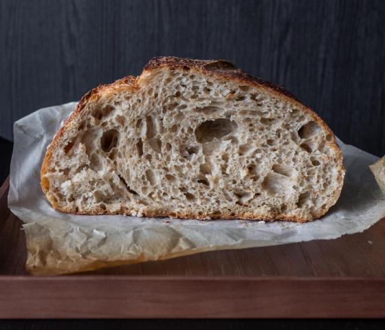 Image of a loaf of bread cut in half showing the inside of the loaf