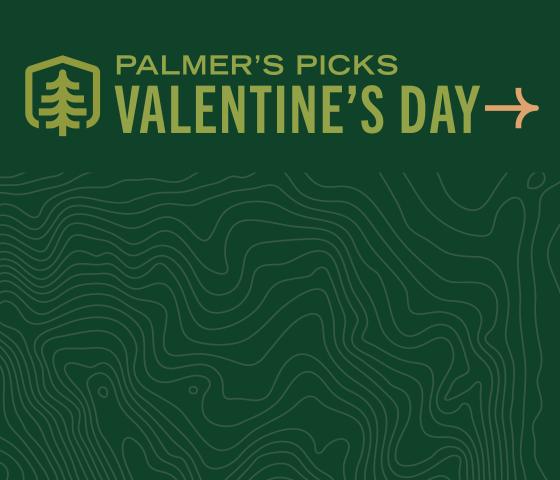 Dark green image with text reading "Palmer's Picks: Valentine's Day"