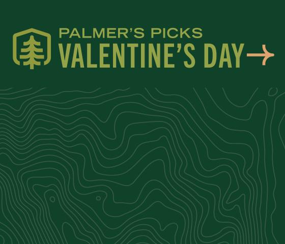 Dark green image with text reading "Palmer's Picks: Valentine's Day"