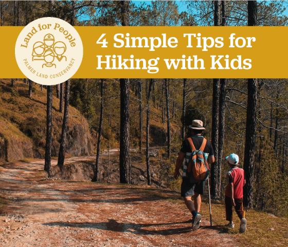 Kids hiking in nature with text "4 Simple Tips for Hiking with Kids"