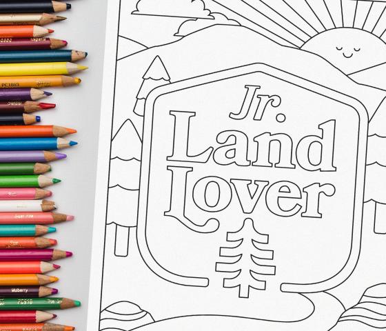 Coloring sheet with a stack of brightly colored colored-pencils