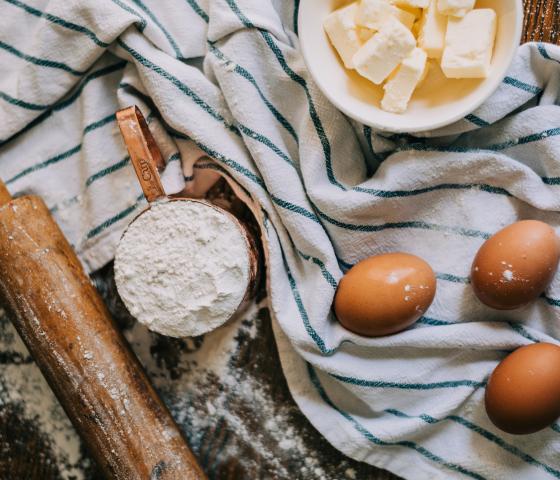 baking ingredients on a table.