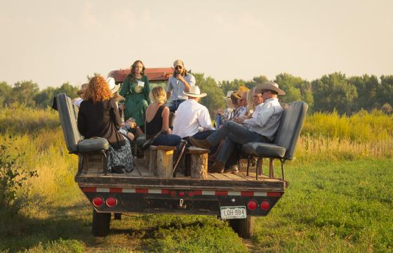Event participants on the farm tour