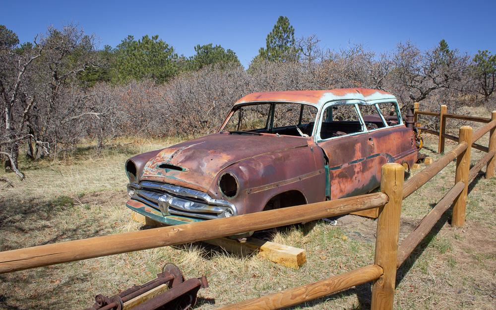 old rusted car display